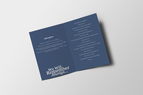Blue Blossoms Funeral Program Template inner page