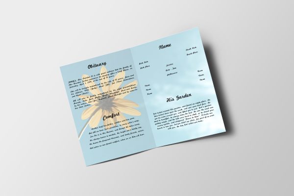 Yellow Daisy Funeral Program Template inner page
