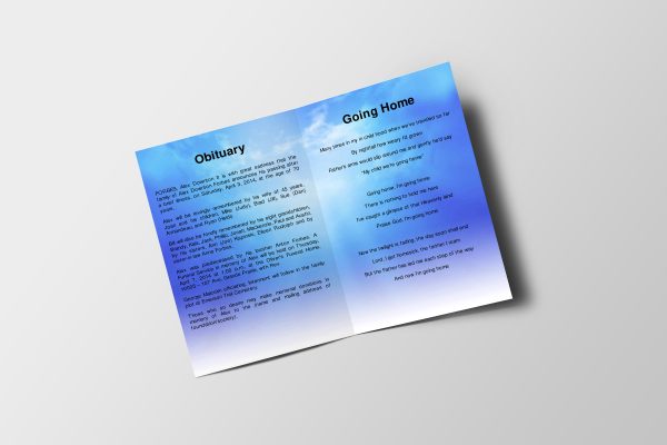 Blue Sky Funeral Program Template inner page