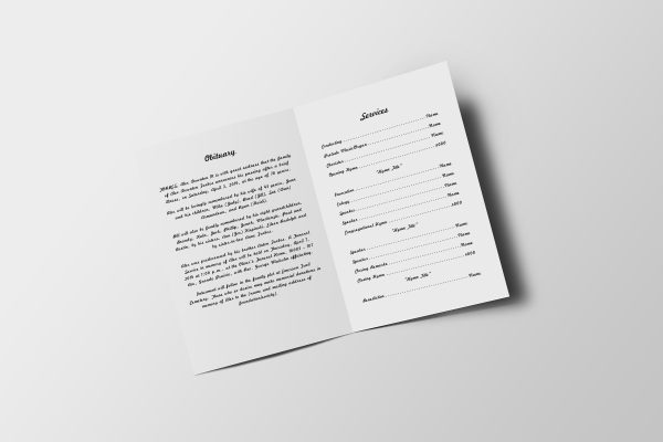 Leaf Pro Funeral Program Template inner page