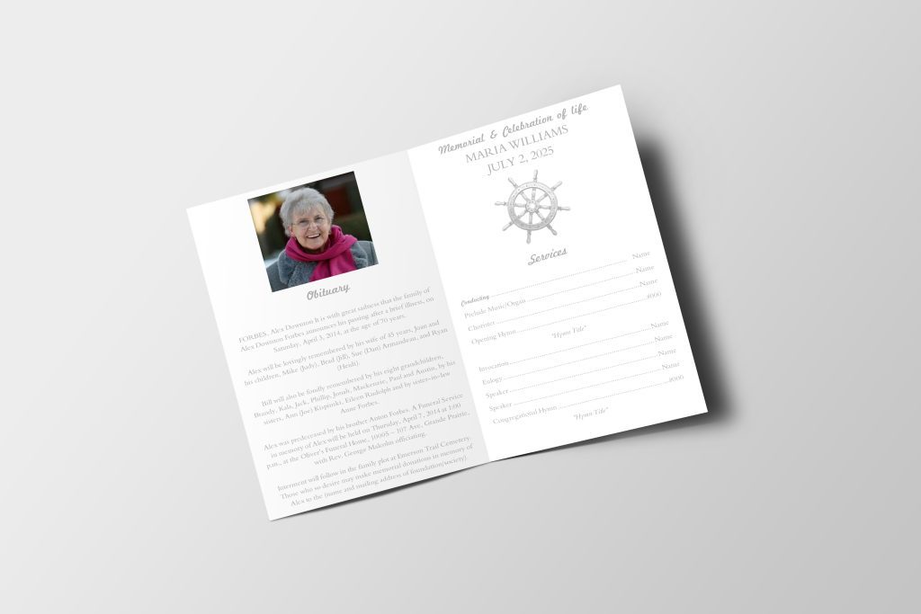 Sailboat Funeral Program Template | QuickFuneral LLC