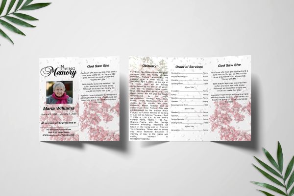 Air Bubbles Trifold Funeral Program Template inner page