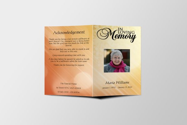 In Memories Funeral Program Template front page