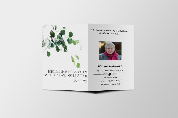 Leaf Pro Funeral Program Template front page