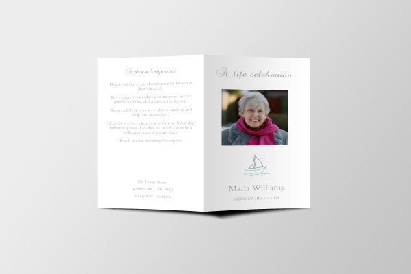 Sailboat Funeral Program Template front page