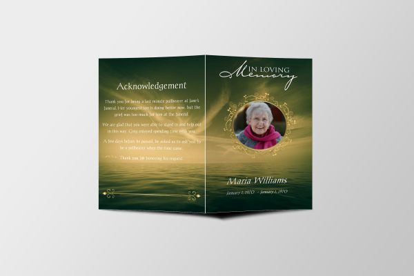 Condolence Funeral Program Template front page