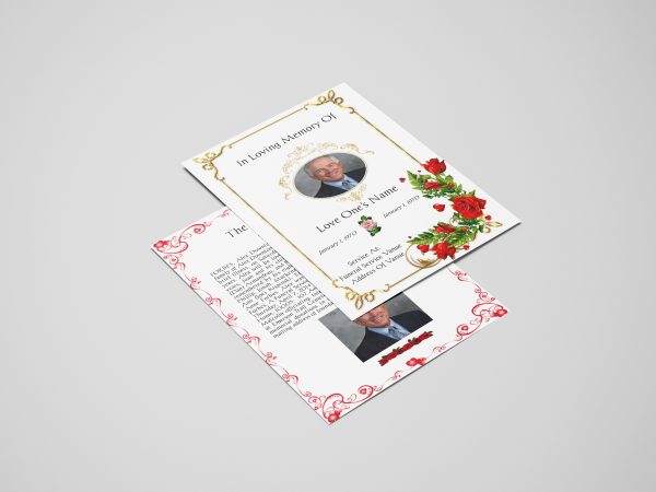 Red Roses Funeral Flyer Template Inner Page Front Page