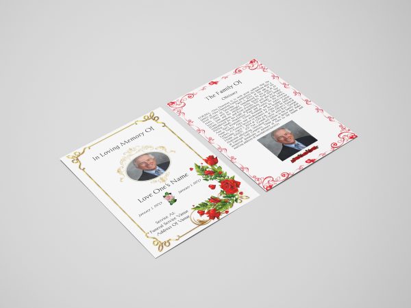 Red Roses Funeral Flyer Template
