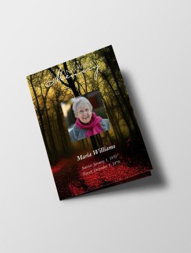 Red Forest Half Page Funeral Program Template