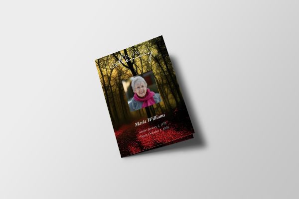 Red Forest Half Page Funeral Program Template