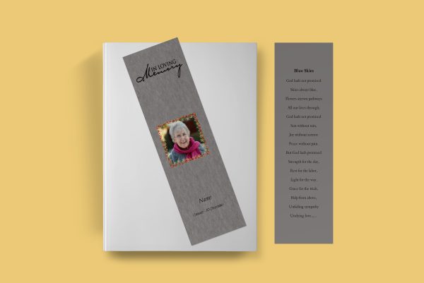 Metallic Funeral Bookmark Template front back page