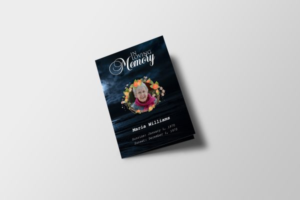 Moon In Clouds Half Page Funeral Program Template