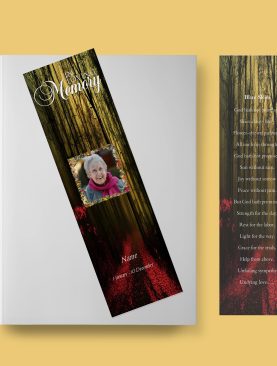 Red Forest Funeral Bookmark Template