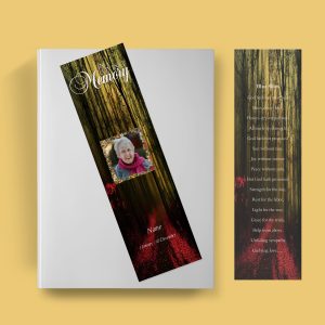 Red Forest Funeral Bookmark Template