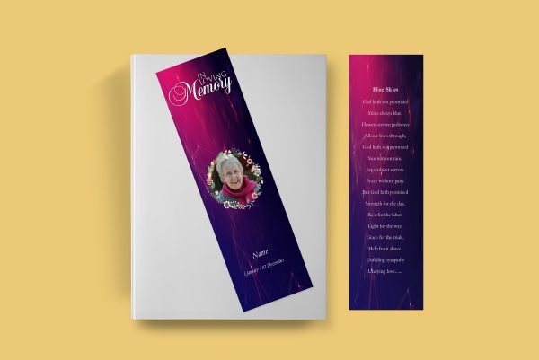Dimensions Funeral Bookmark Template front back page