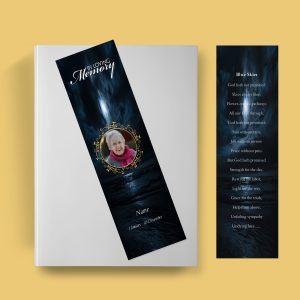 Moon In Clouds Funeral Bookmark Template