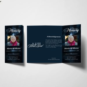 Moon In Clouds Trifold Funeral Program Template