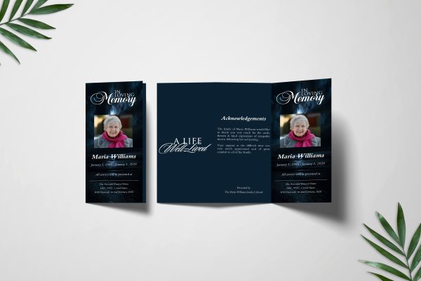 Moon In Clouds Trifold Funeral Program Template