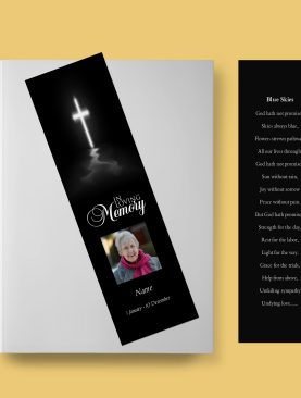 Cross Funeral Bookmark Template