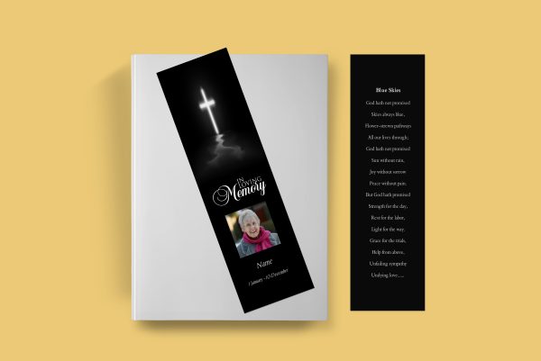 Cross Funeral Bookmark Template