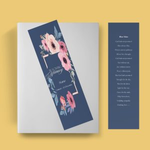 Blue Blossoms Funeral Bookmark Template