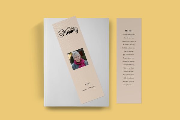 Platinum Funeral Bookmark Template front back Page