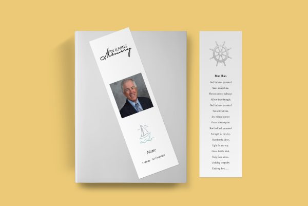 Sailboat Funeral Bookmark Template inner page front page