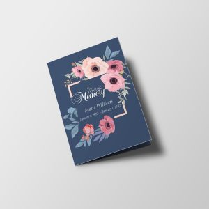Blue Blossoms Half Page Funeral Program Template