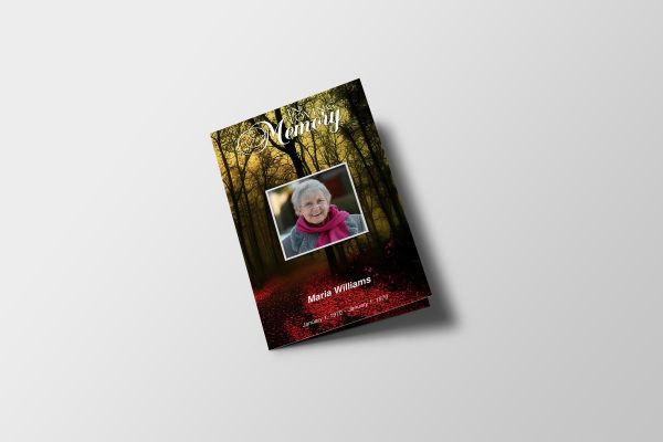 Red Forest Funeral Program Template
