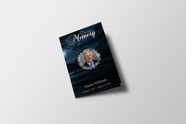 Moon In Clouds Funeral Program Template