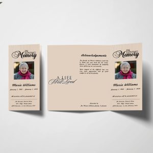 Platinum Trifold Funeral Program Template front page