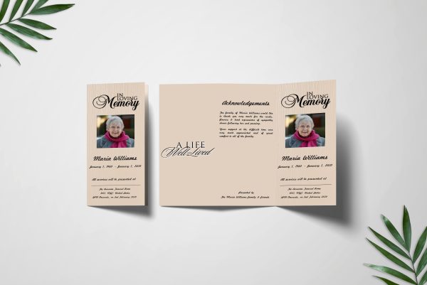 Platinum Trifold Funeral Program Template front page