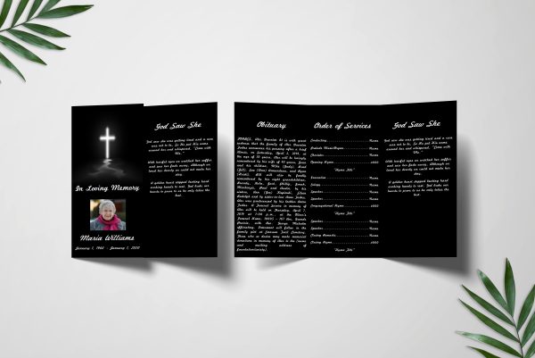 Cross Trifold Funeral Program Template inner front page