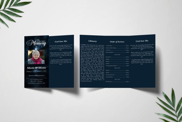 Moon In Clouds Trifold Funeral Program Template inner front
