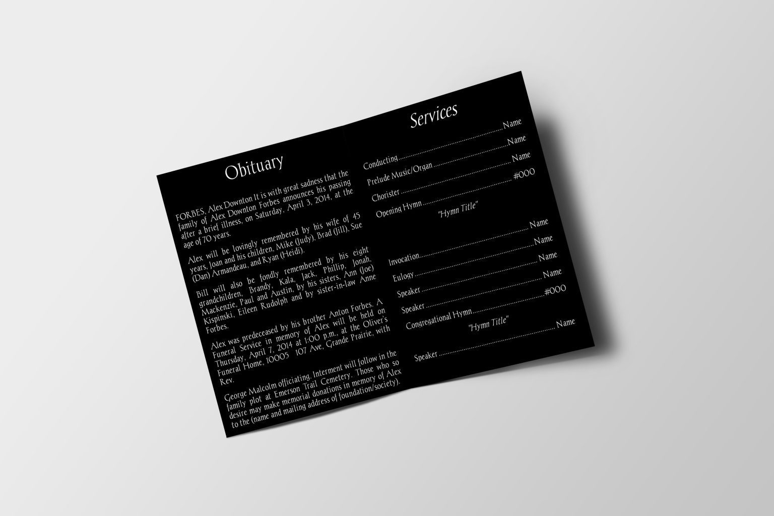 Cross Half Page Funeral Program Template