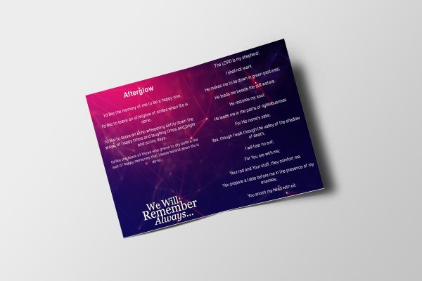 Dimensions Half Page Funeral Program Template inner page