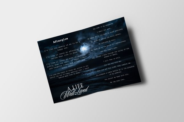 Moon In Clouds Half Page Funeral Program Template inner page