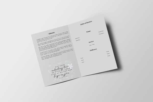 Bright Less Color Funeral Program Template inner page