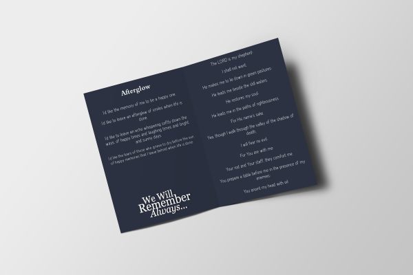 Peaceful Blue Half Page Funeral Program Template inner page