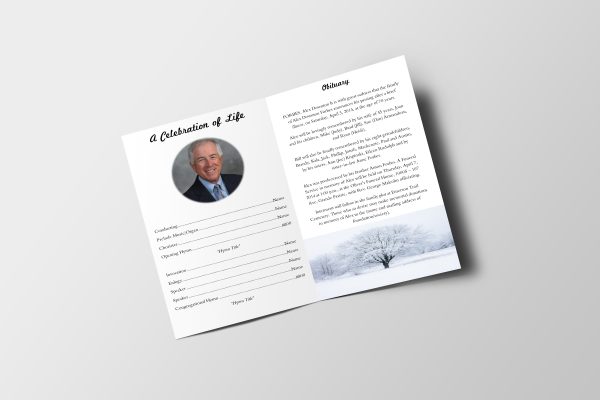 Winter Snow Funeral Program Template inner page