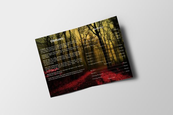 Red Forest Funeral Program Template inner page