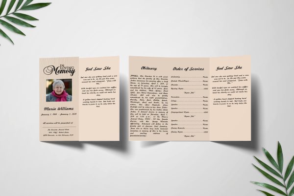 Platinum Trifold Funeral Program Template front page inner page