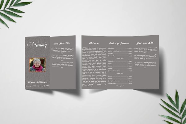 Metallic Trifold Funeral Program Template inner page front page