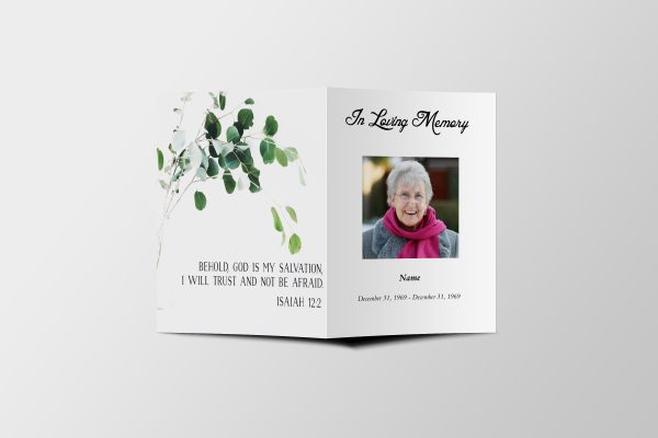 Leaf Pro Tabloid Funeral Program Template front page
