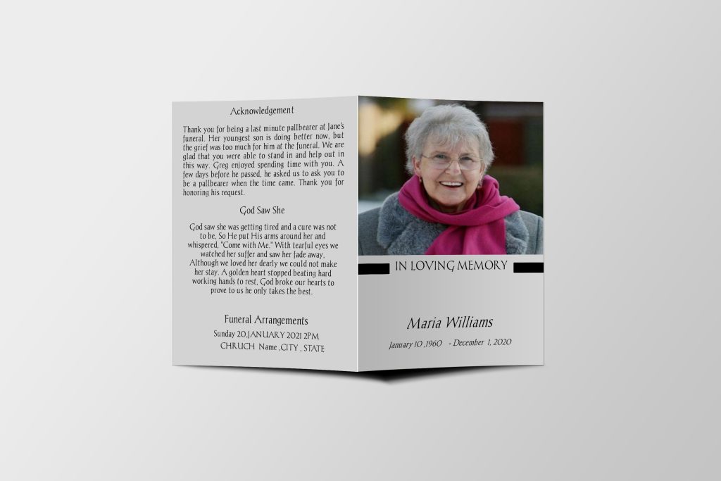 Bright Less Color Half Page Funeral Program Template