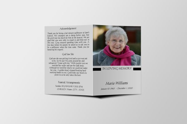 Bright Less Color Half Page Funeral Program Template front page