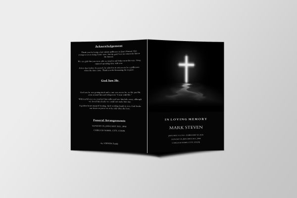 Cross Funeral Program Template front page