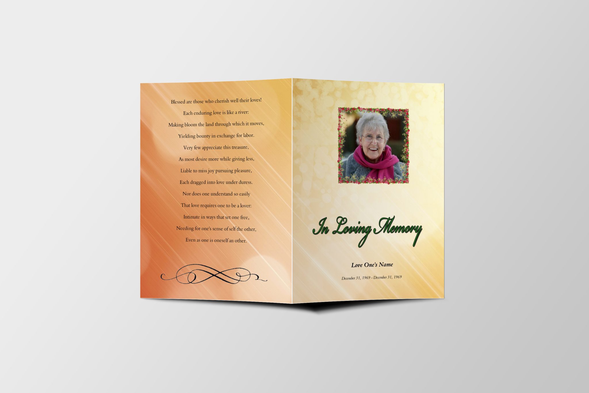 In Memories Tabloid Funeral Program Template | Tabloid Funeral Program