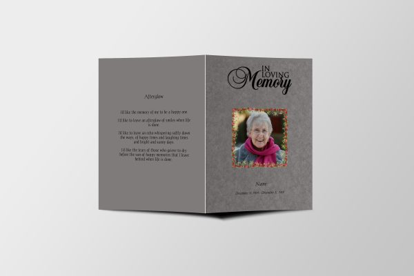 Metallic Tabloid Funeral Program Template front page