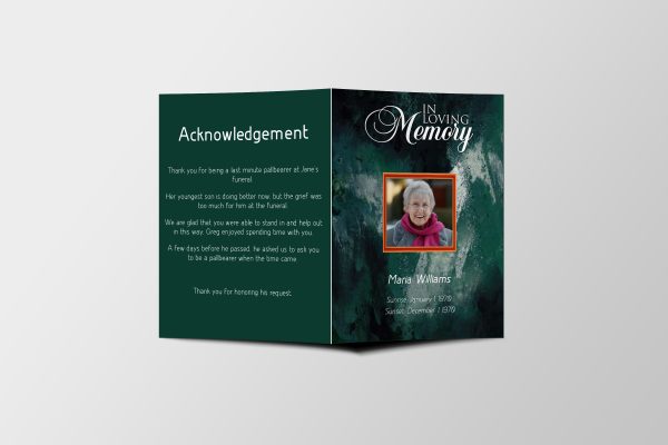 Nebulous Half Page Funeral Program Template front page